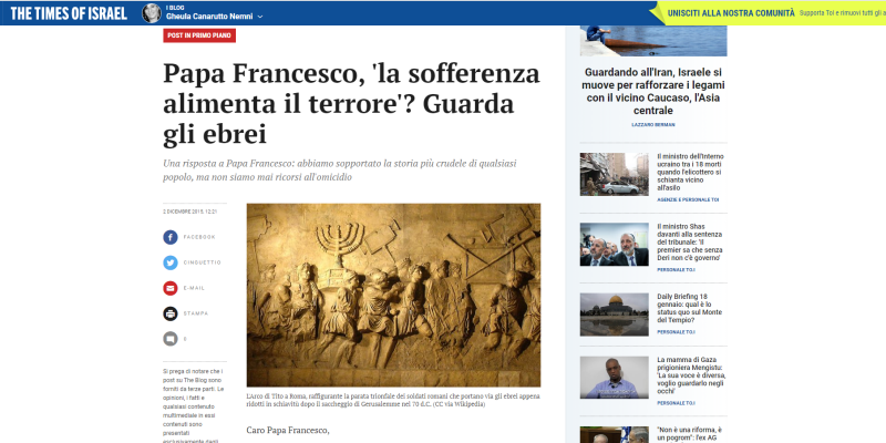 Papa Francesco, 'la sofferenza alimenta il terrore'? Guarda gli ebrei
